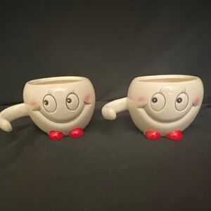 Costa Farms Ceramic Smiley Face Cachepot Planter Set of 2 Red Shoes Kawaii